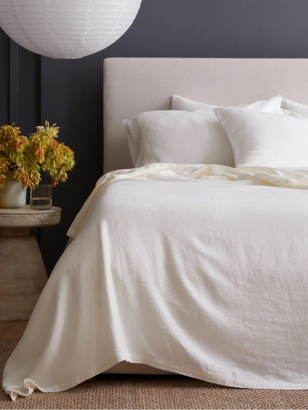 NWT QUINCE *flaw Vintage Wash European Linen Bed Cover King/Cal King Ivory 9168 - Picture 3 of 12